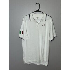 Vintage Giro d'Italia Mens Polo Cycling Shirt XL White Embroidered Italian Flag